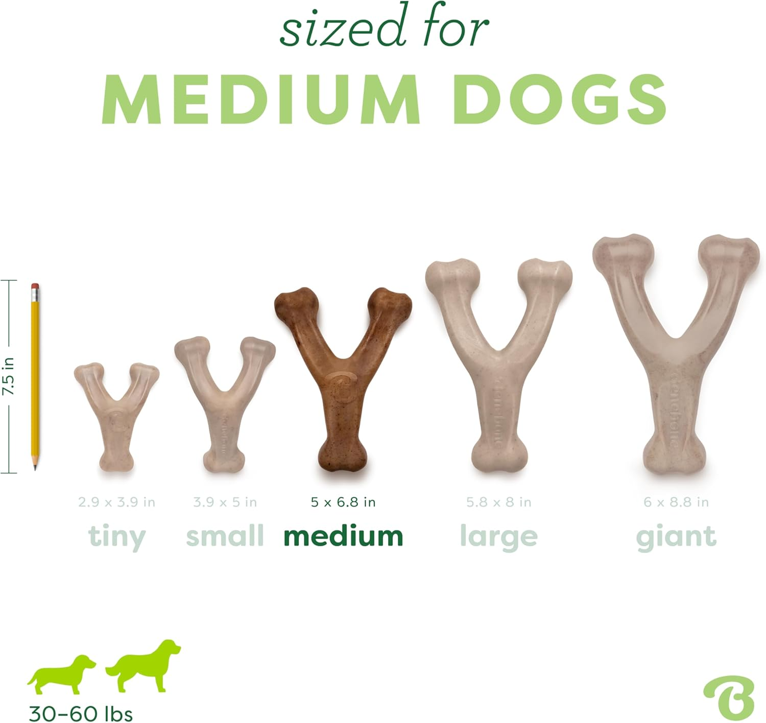 Benebone Durable Wishbone Dog Chew Toy: Real Bacon Flavor, Made in USA (Medium)