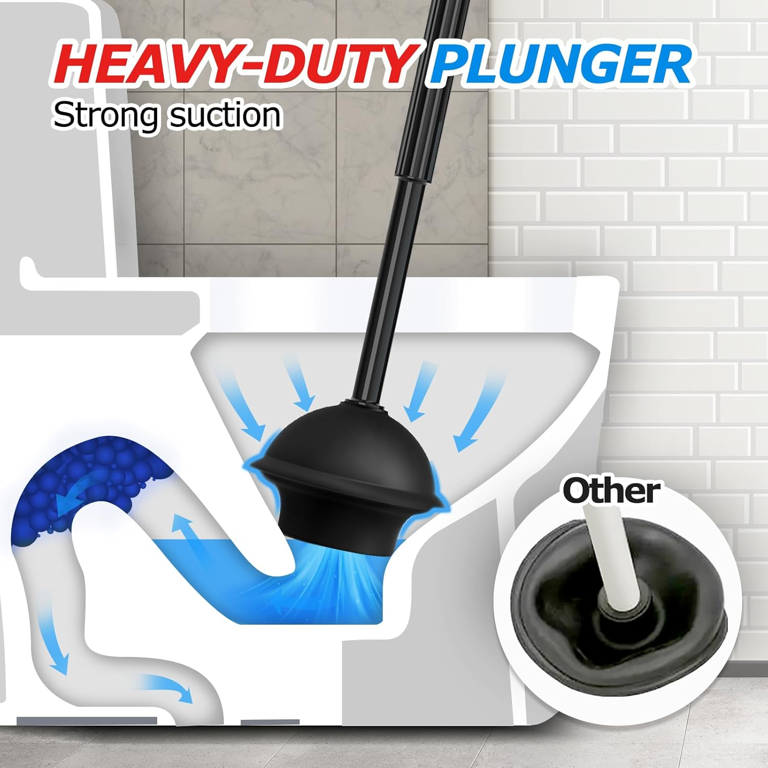 FORASTO 2-Pack Toilet Brush and Plunger Set: 2-in-1 Roman Column Design