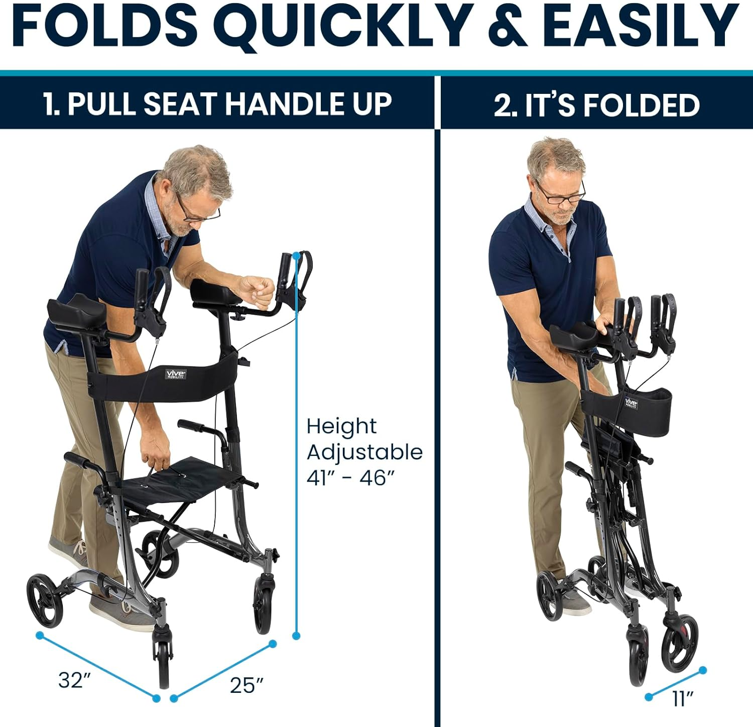 Vive Mobility Upright Walker: The Best Stand-Up Rollator for Seniors (300 lb Capacity)