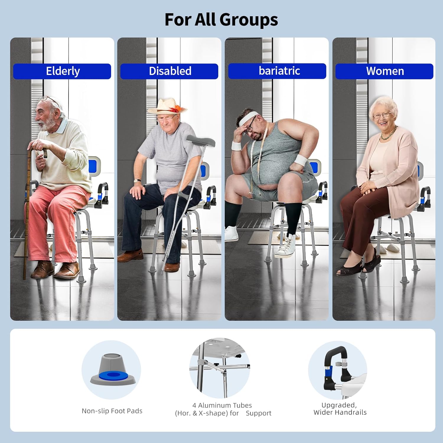 Drseats 360° Swivel Shower Chair: 550lbs Heavy Duty Bariatric Bath Seat with Padded Arms & Back