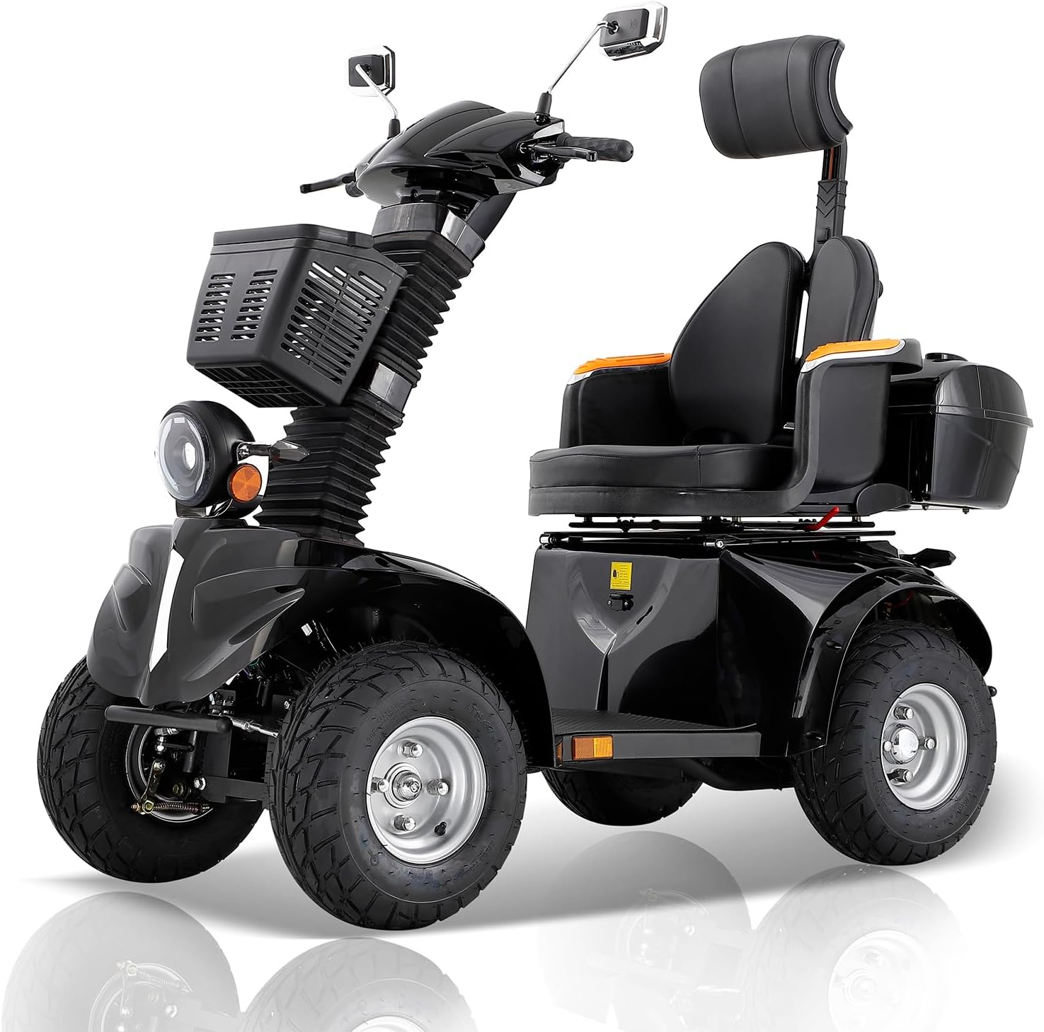 GlowSpark 1000W All-Terrain Mobility Scooter: 500lb Capacity (Black)