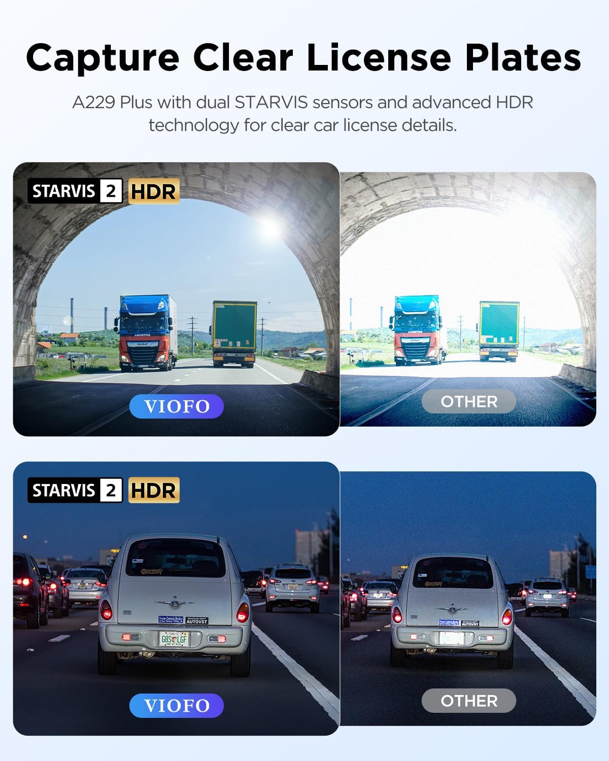 VIOFO A229 Plus Dual Dash Cam: 2K+2K QHD Front & Rear Sony STARVIS 2 Sensors