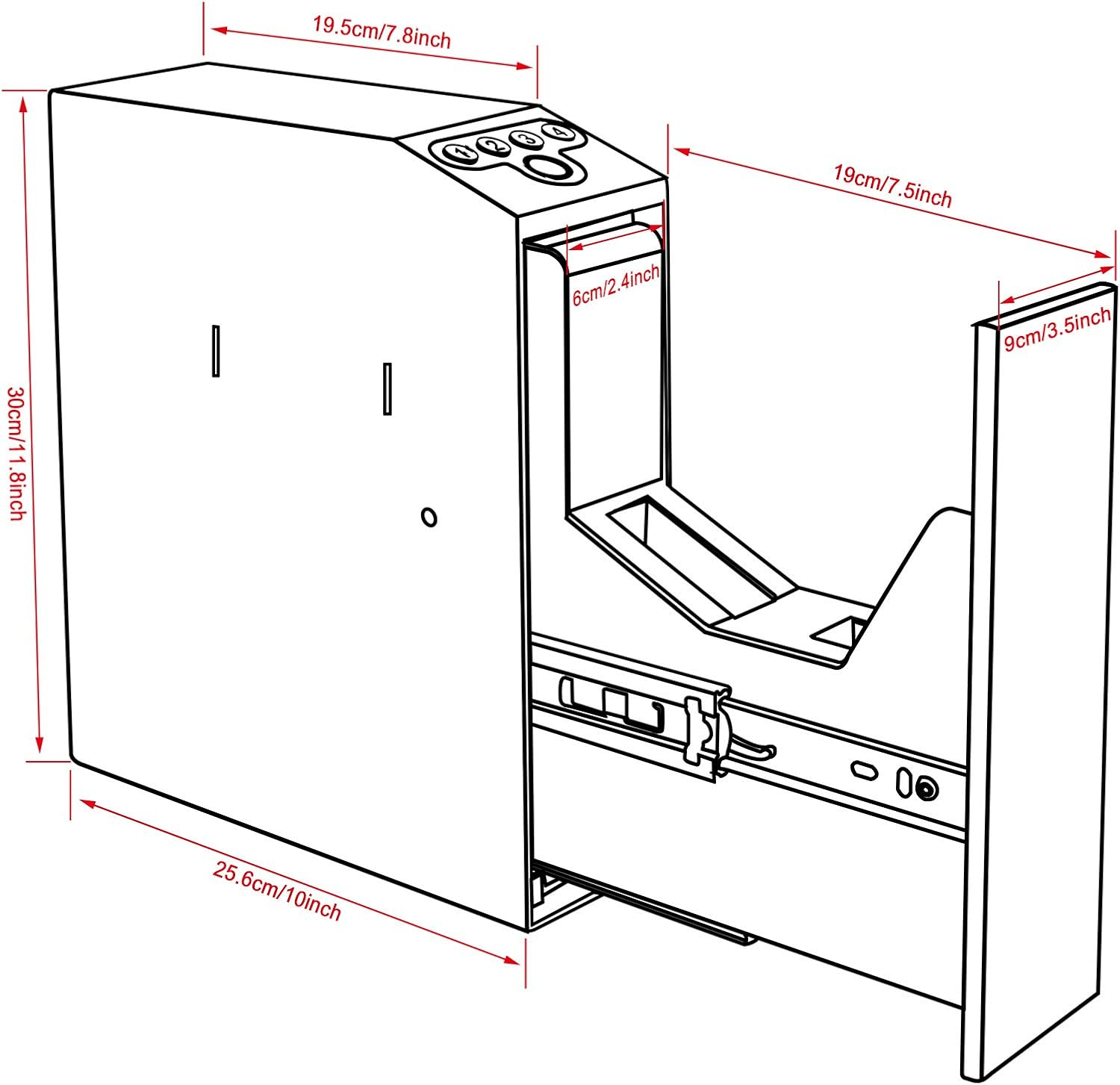 Biometric Slider Handgun Safe: Quick Access Fingerprint & PIN Gun Safe for Nightstand