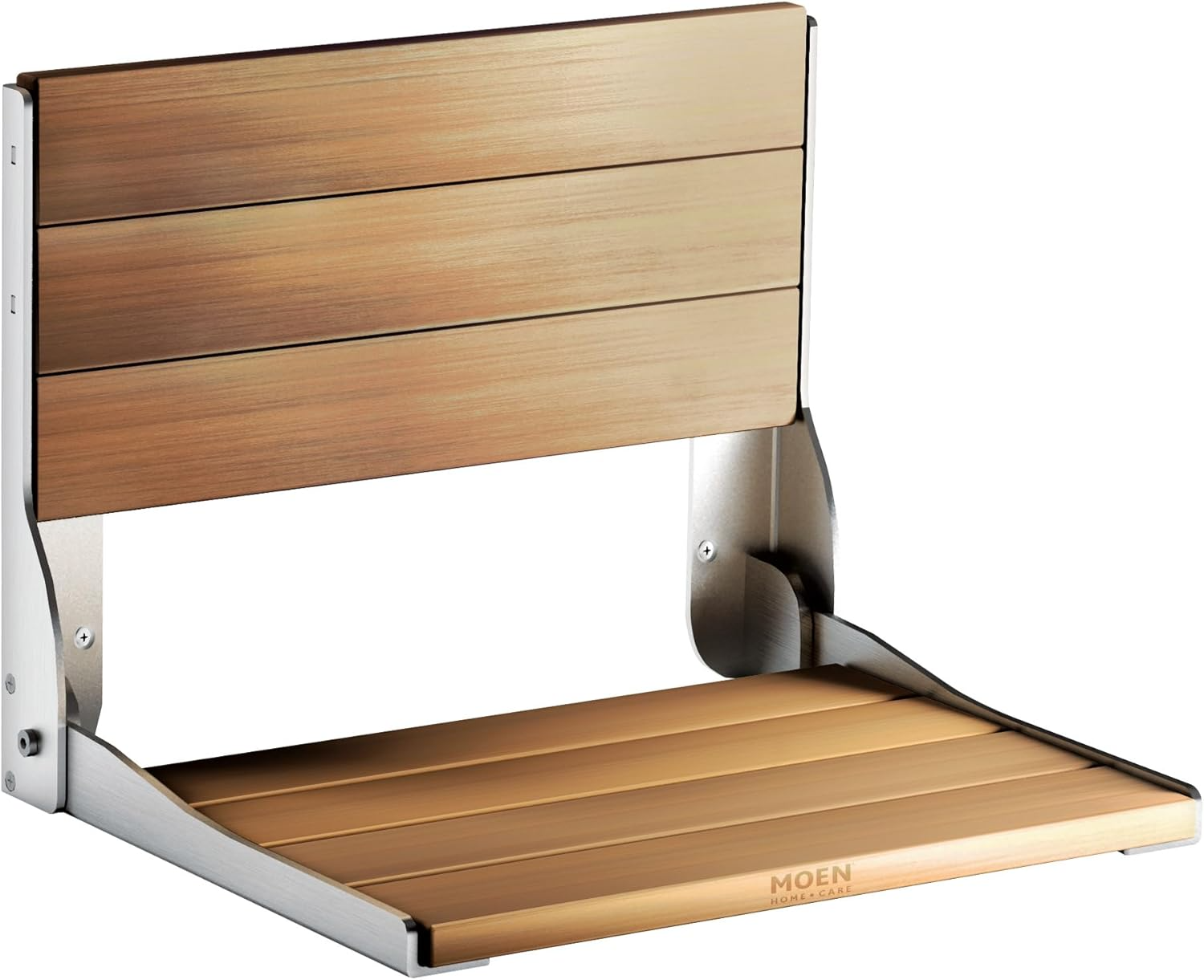 Moen Home Care Teak Shower Bench: Wall-Mount Foldable Seat (400lb)