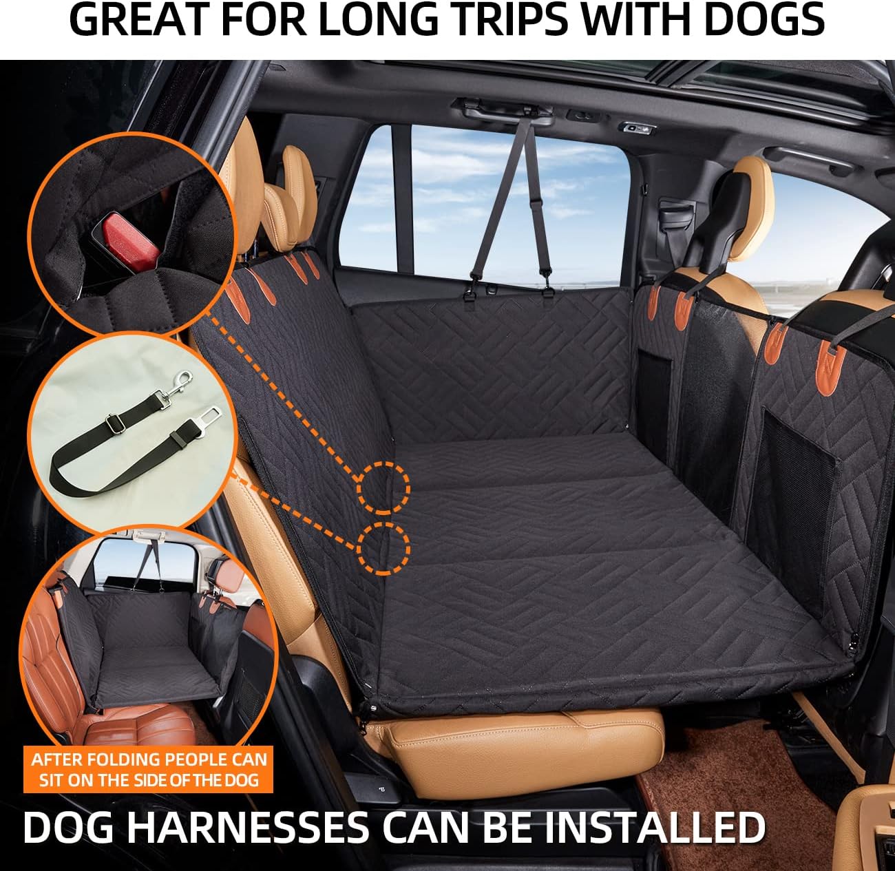 YJGF Hard Bottom Dog Back Seat Extender: Waterproof Non-Slip Car Hammock & Bed for SUVs and Trucks