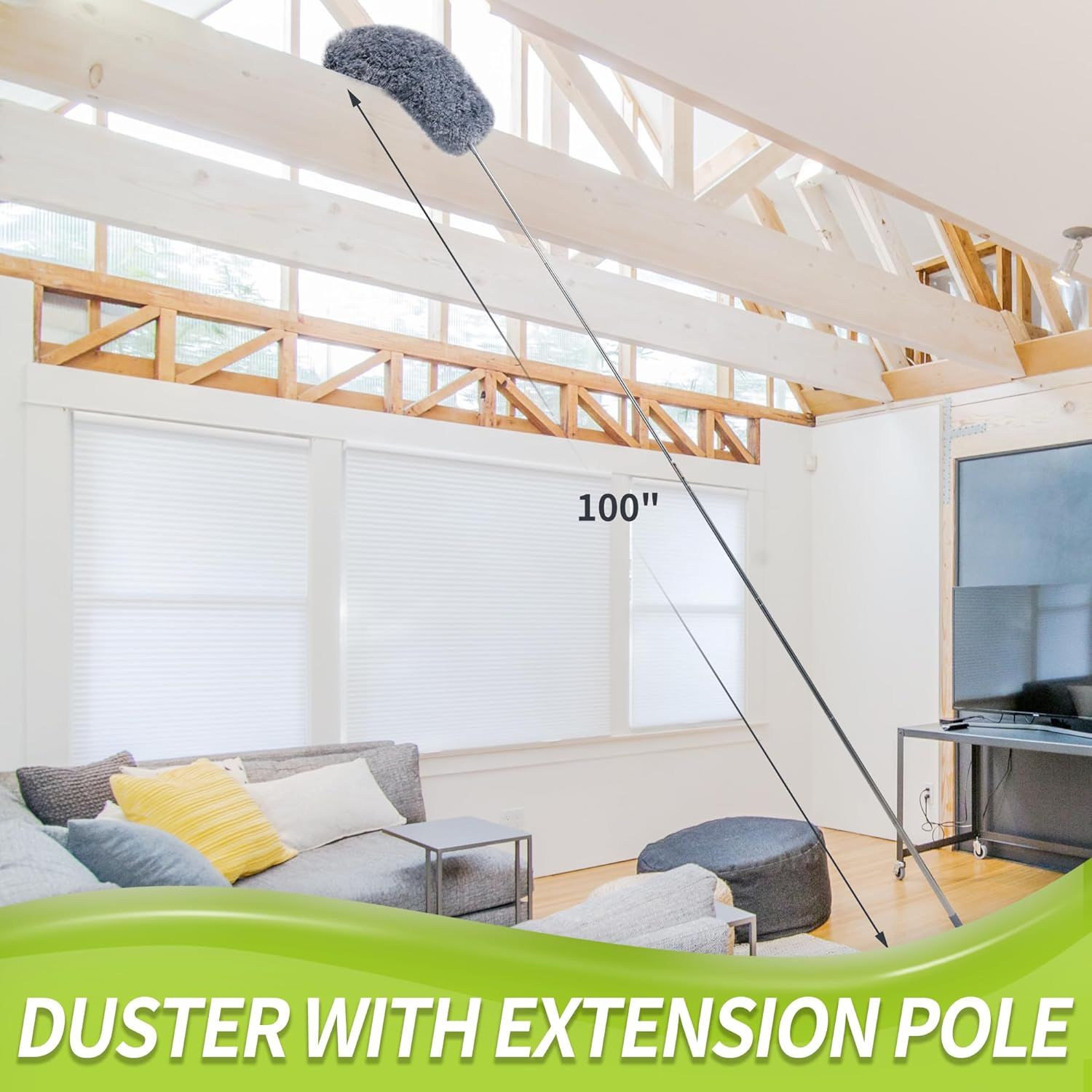 IVYROLL 100" Duster with Extension Pole: 2-Pack Bendable Microfiber Heads