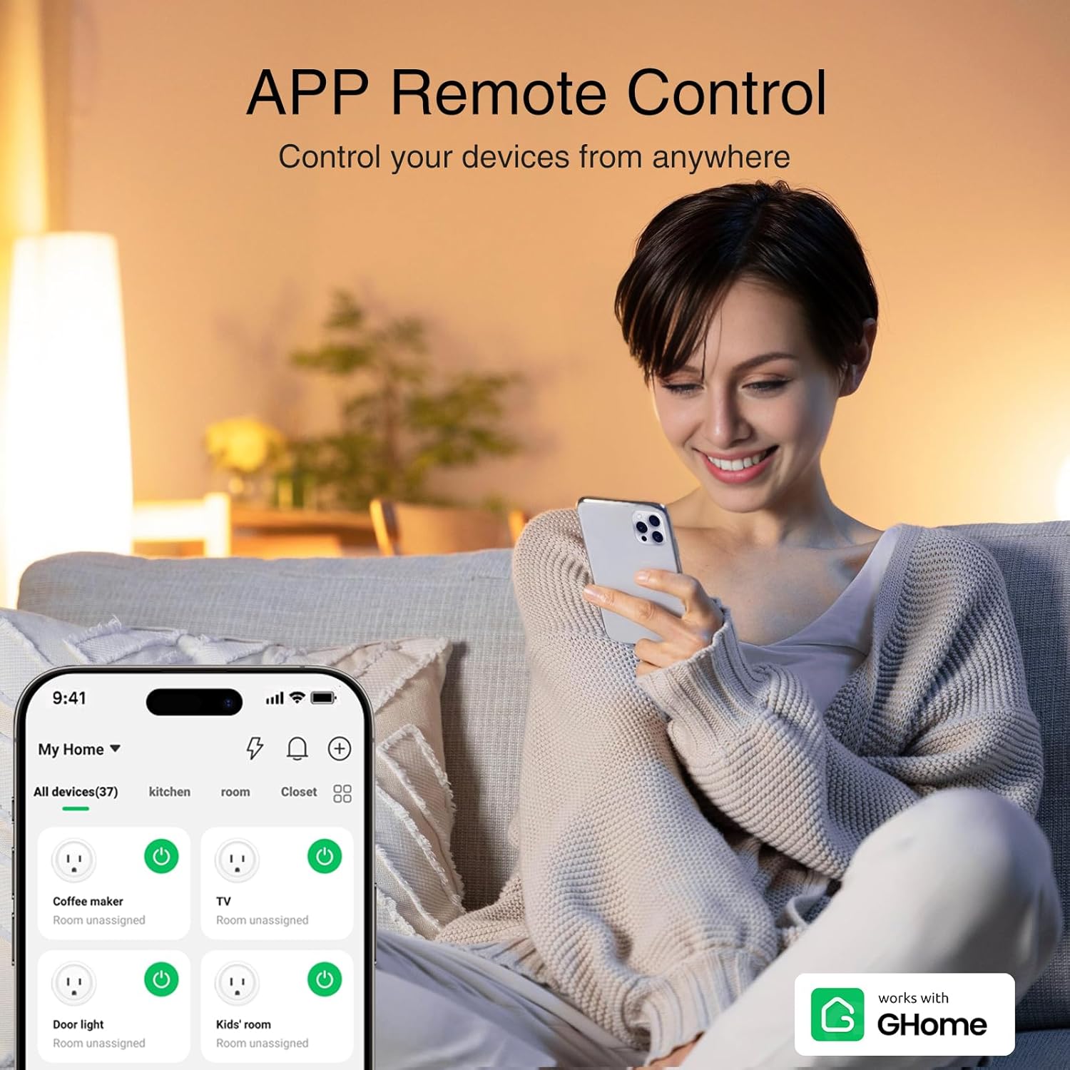 GHome Smart WiFi Plug: Alexa & Google Home Compatible Smart Outlet with Bluetooth Quick Setup (2.4GHz)