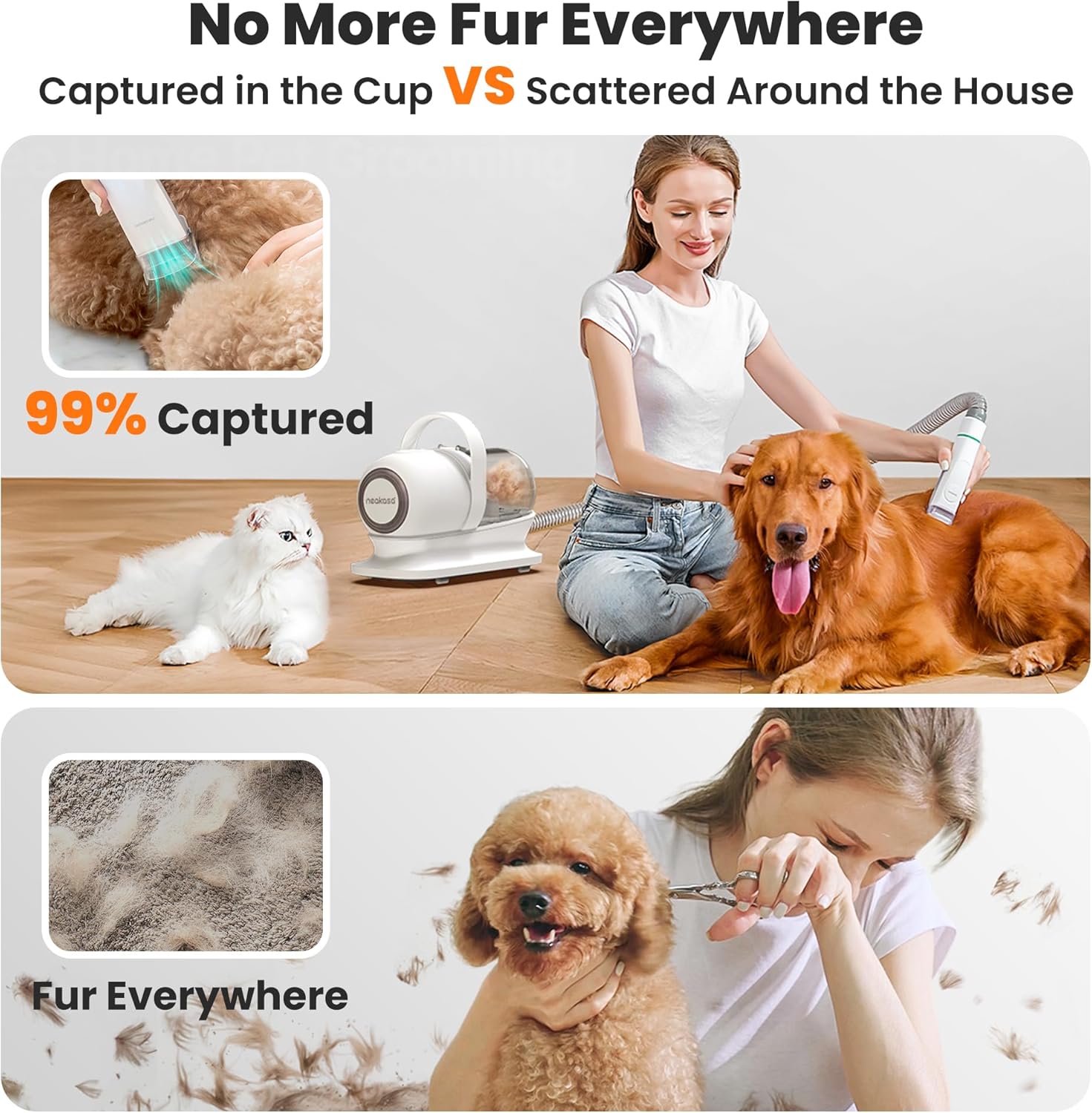 Neakasa P1 Pro Pet Grooming Vacuum Kit: 6-in-1 Professional Hair Trimming & Suction System