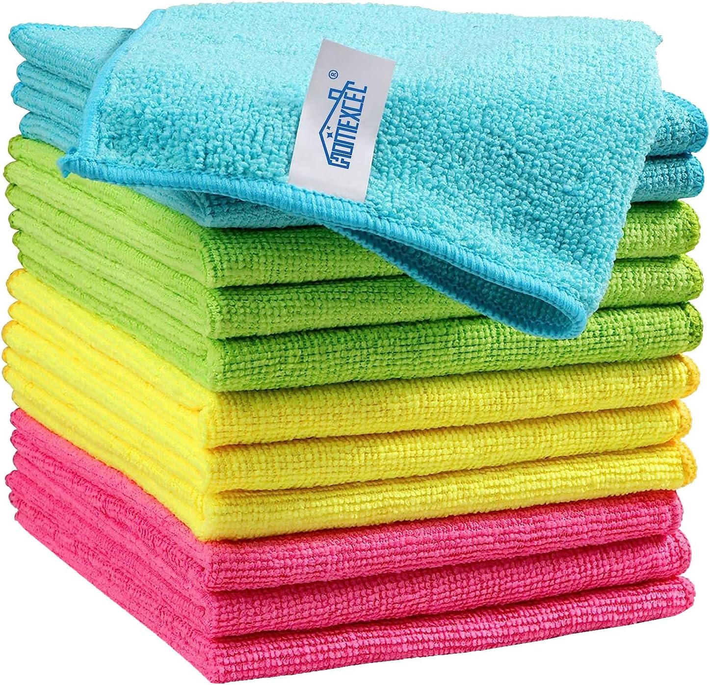 HOMEXCEL 210GSM Microfiber Cleaning Cloths (12-Pack): Ultra-Soft 11.5"x11.5" High-Density Reusable Rags