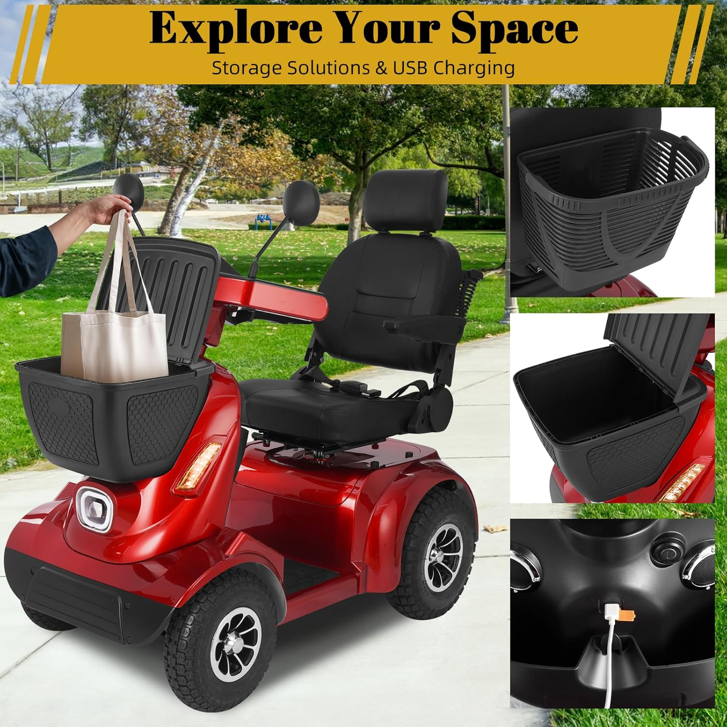 Ecomobi MS02 MAX All-Terrain Scooter: 1000W Heavy Duty Mobility (Red)