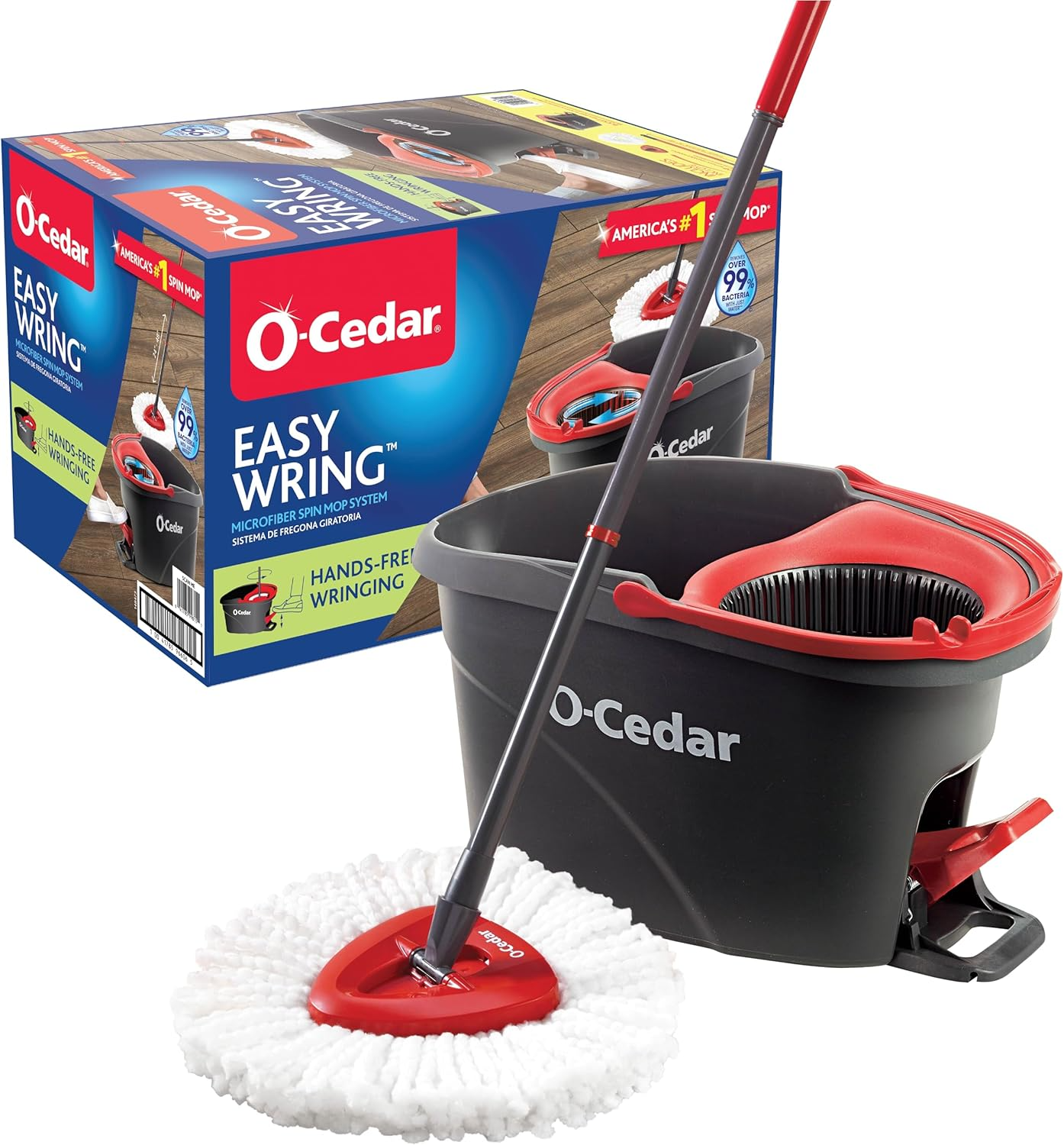 O-Cedar EasyWring Spin Mop & Bucket System: Microfiber Floor Cleaner