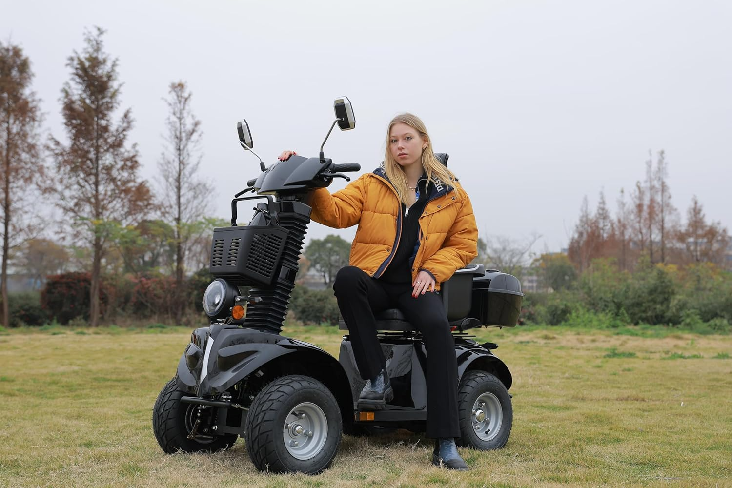 GlowSpark 1000W All-Terrain Mobility Scooter: 500lb Capacity (Black)