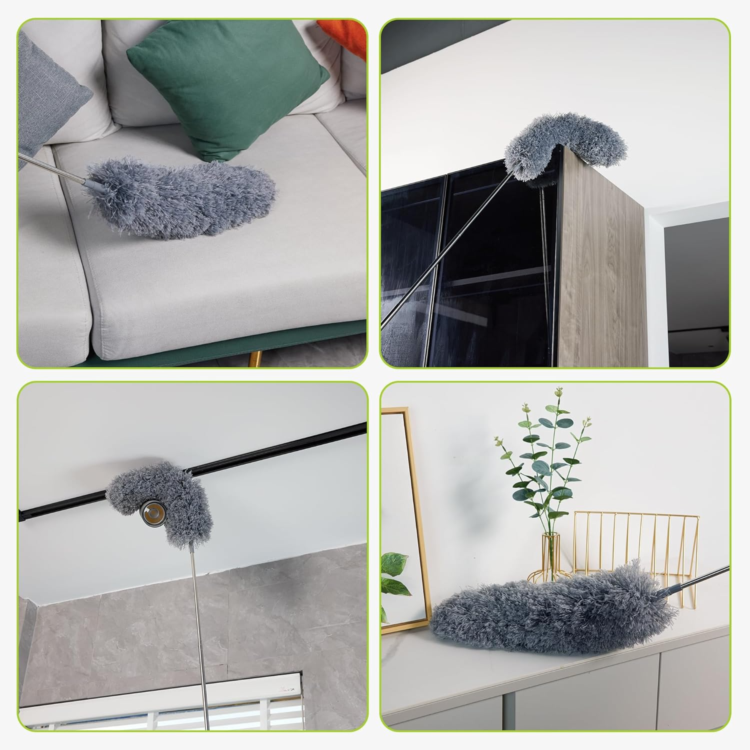 IVYROLL 100" Duster with Extension Pole: 2-Pack Bendable Microfiber Heads