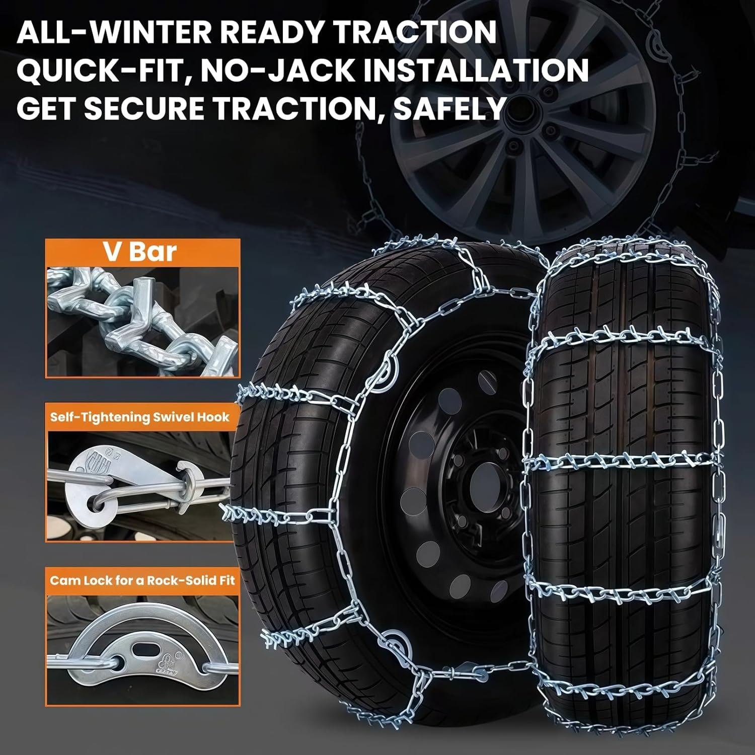 Super Grip V-Bar Ice & Snow Chains for Cars & SUVs