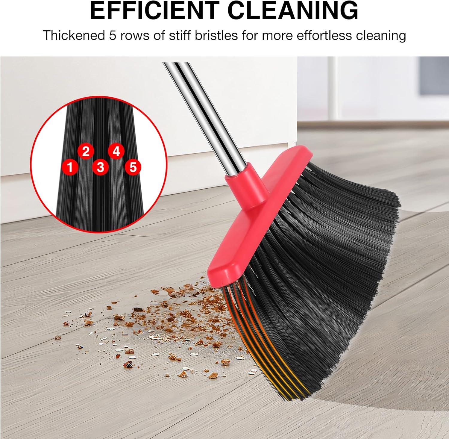 Cleaning brush with stiff bristles cleaning a surface