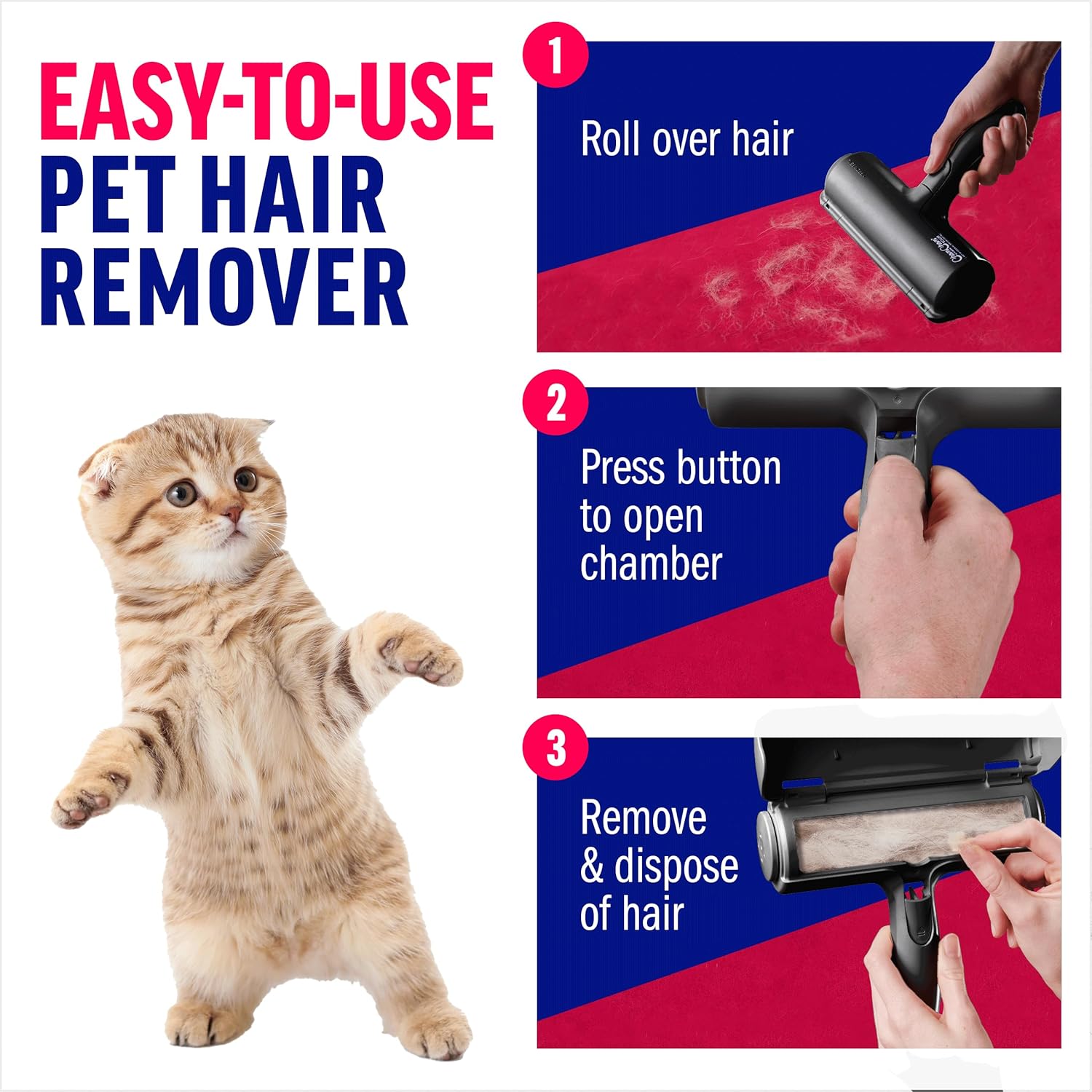 ChomChom Roller Pet Hair Remover: Reusable Lint Roller for Dog & Cat Hair (Black Classic)