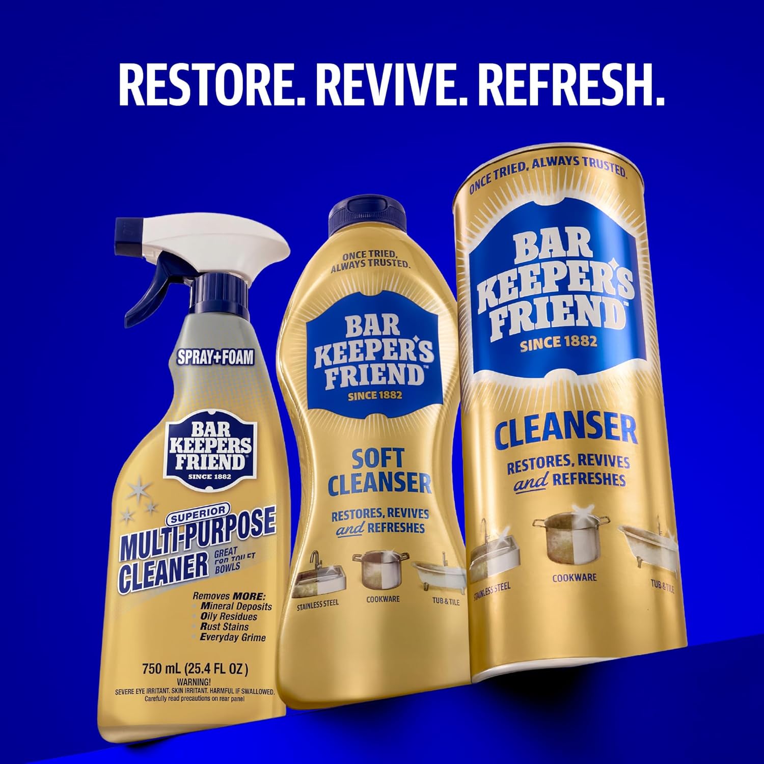 Bar Keepers Friend Powder Cleanser (12 oz, 2-Pack): Multipurpose Cookware Cleaner, Rust Remover & Stain Degreaser