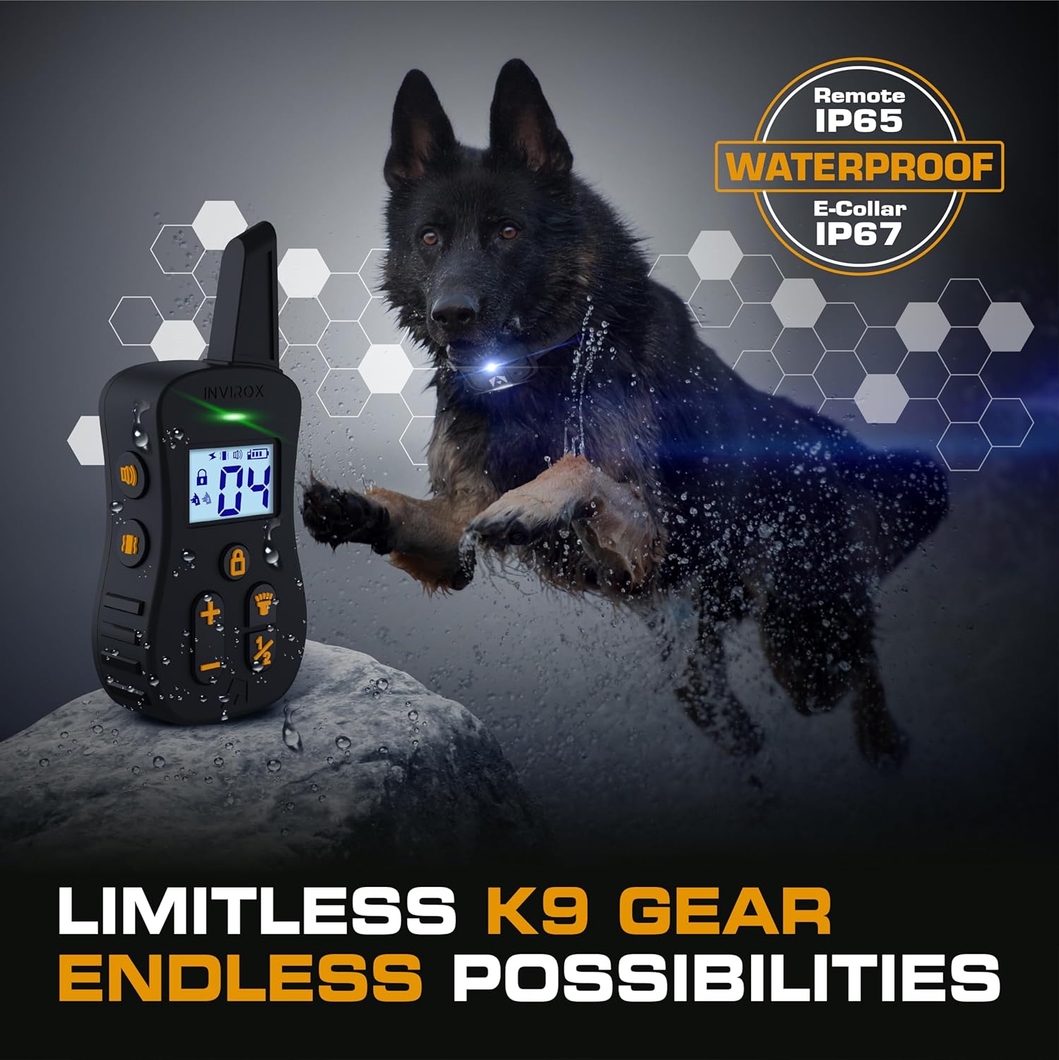 INVIROX Ultra K9 Dog Training Collar: 124 Levels & 3/4 Mile Range (Black)