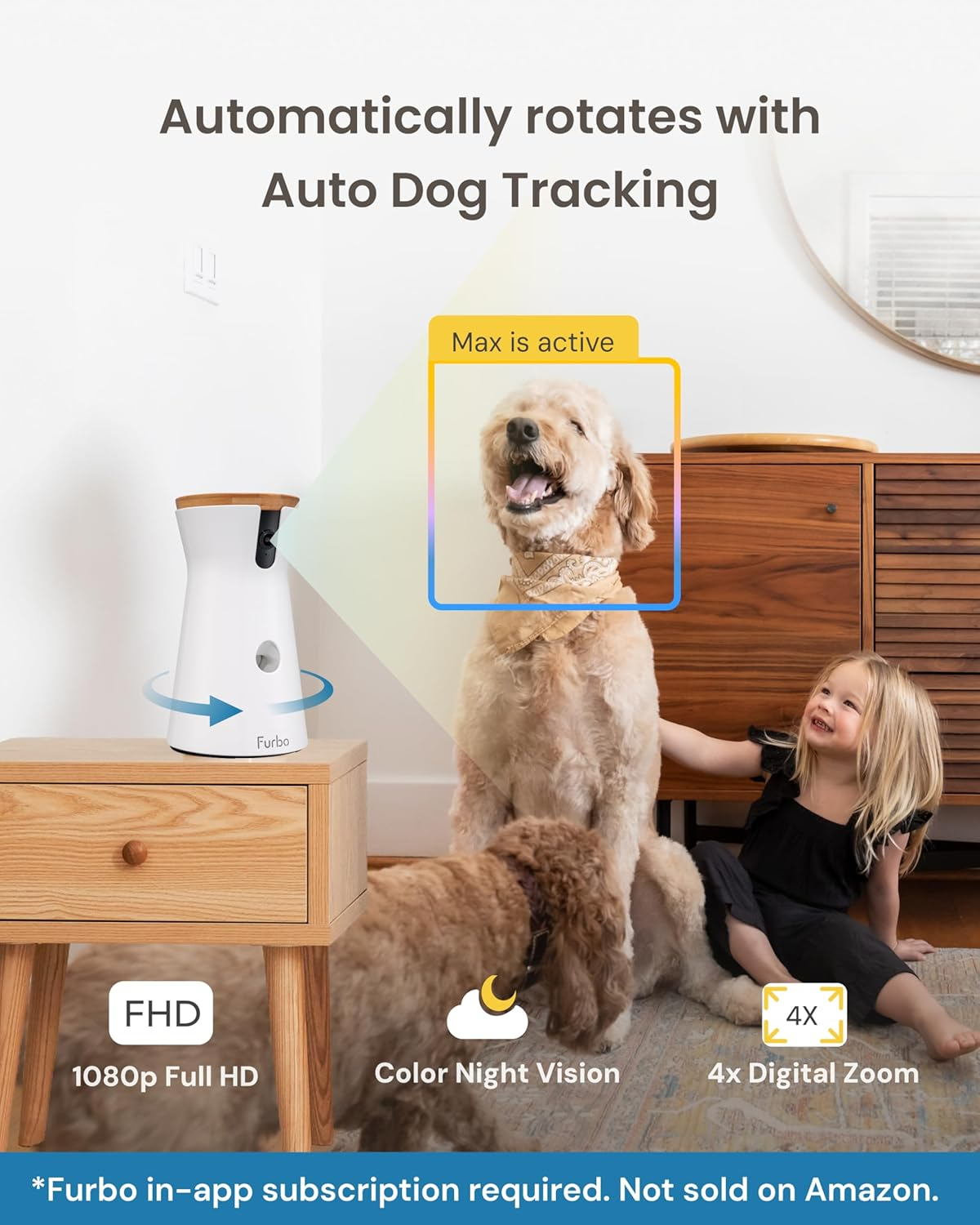 Furbo 360° Dog Camera: 1080p HD Video, Treat Tossing & AI Smart Alerts