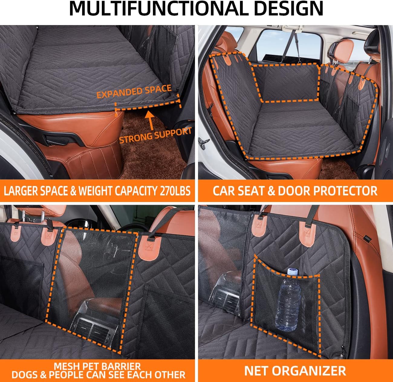 YJGF Hard Bottom Dog Back Seat Extender: Waterproof Non-Slip Car Hammock & Bed for SUVs and Trucks