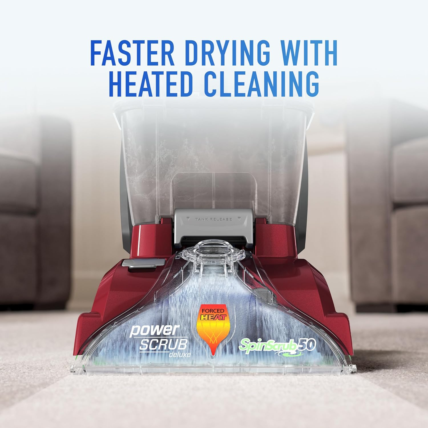 Hoover PowerScrub Deluxe Carpet Cleaner: SpinScrub Deep Shampooer (Red)