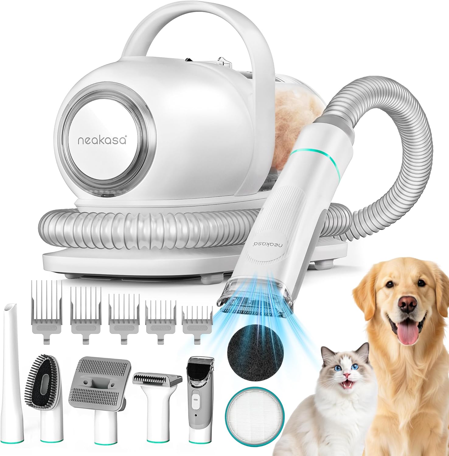 Neakasa P1 Pro Pet Grooming Vacuum Kit: 6-in-1 Professional Hair Trimming & Suction System