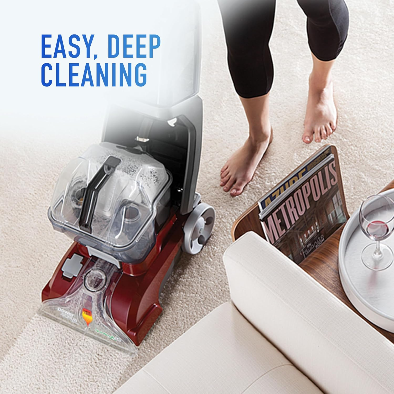 Hoover PowerScrub Deluxe Carpet Cleaner: SpinScrub Deep Shampooer (Red)