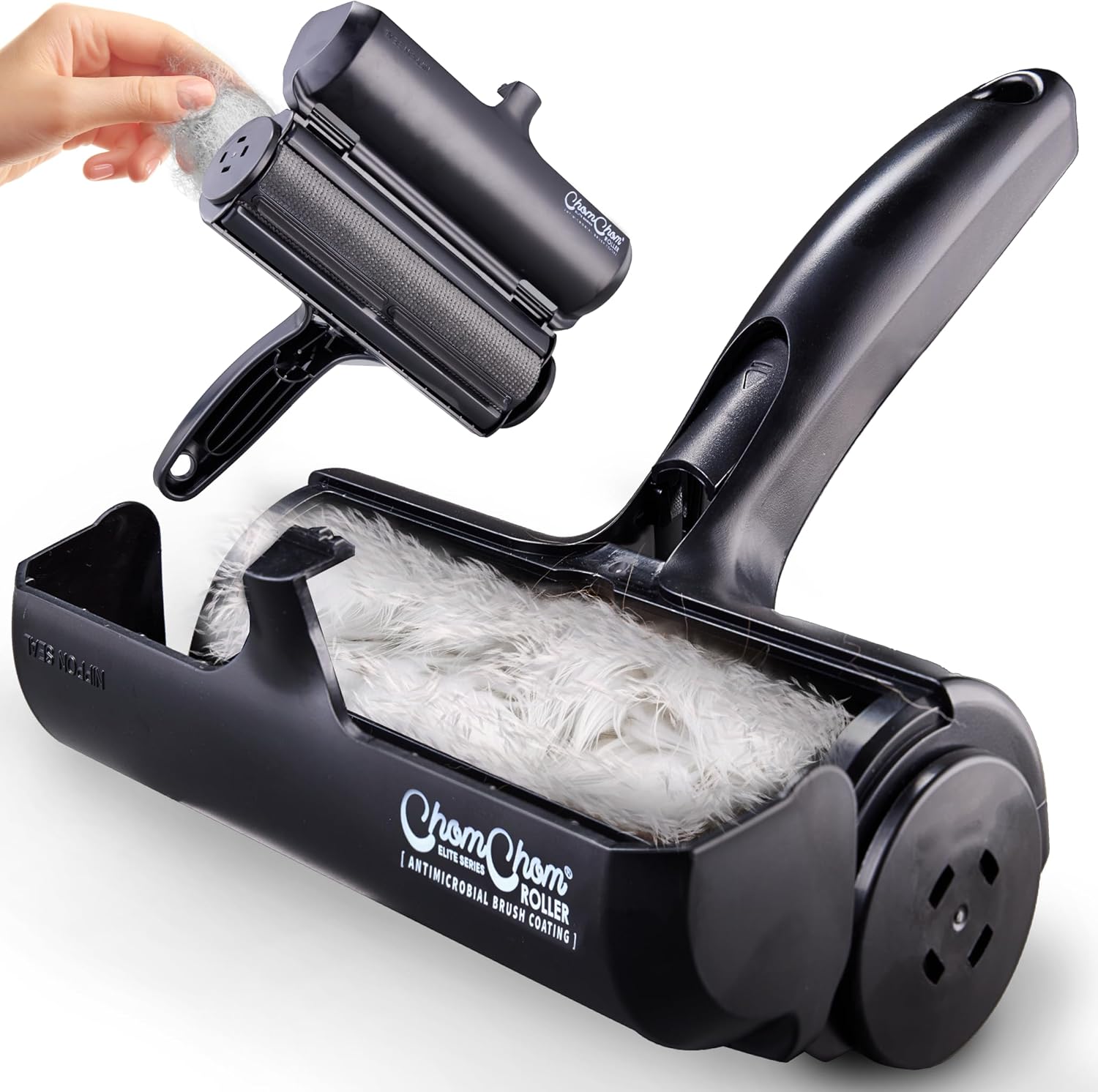 ChomChom Roller Pet Hair Remover: Reusable Lint Roller for Dog & Cat Hair (Black Classic)