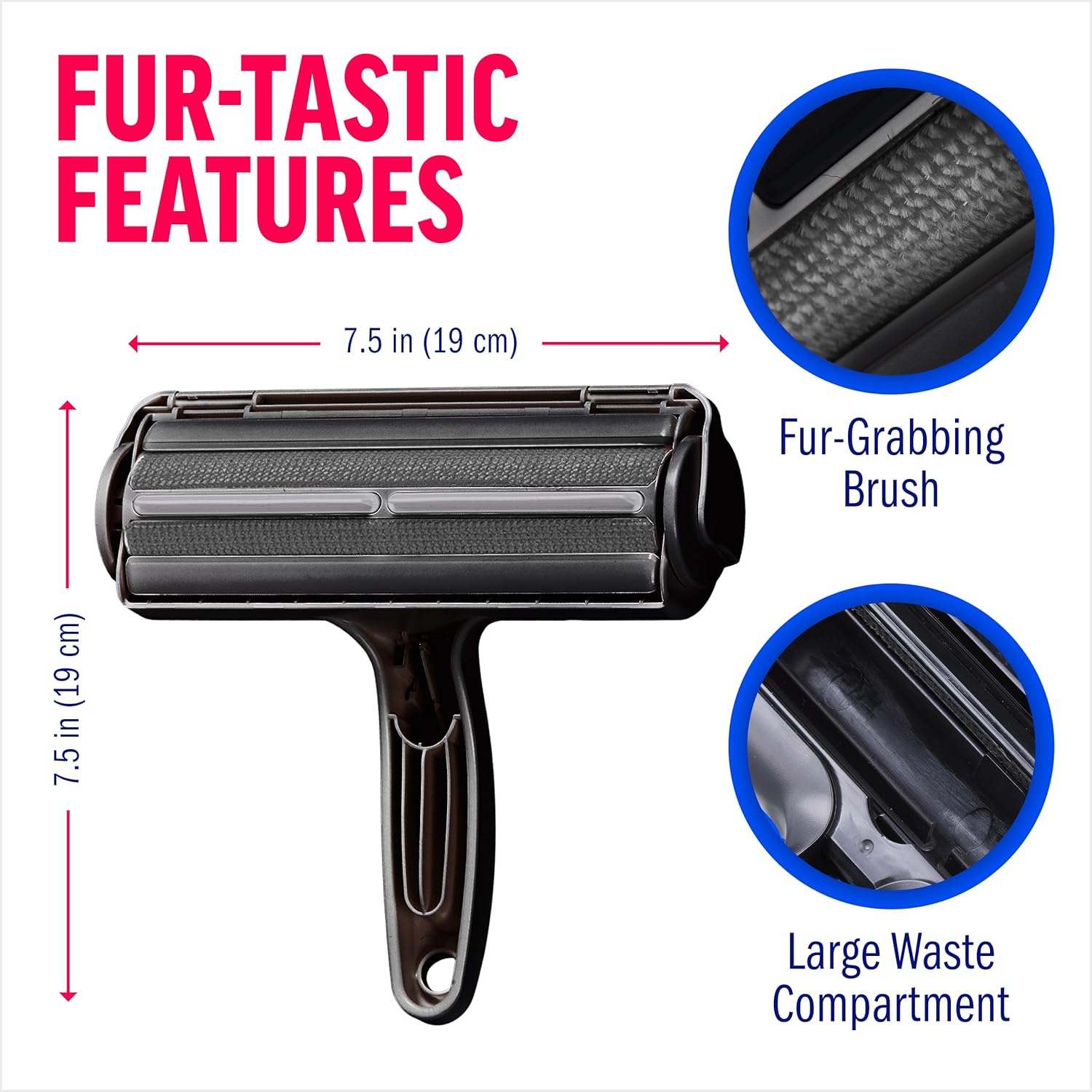 ChomChom Roller Pet Hair Remover: Reusable Lint Roller for Dog & Cat Hair (Black Classic)