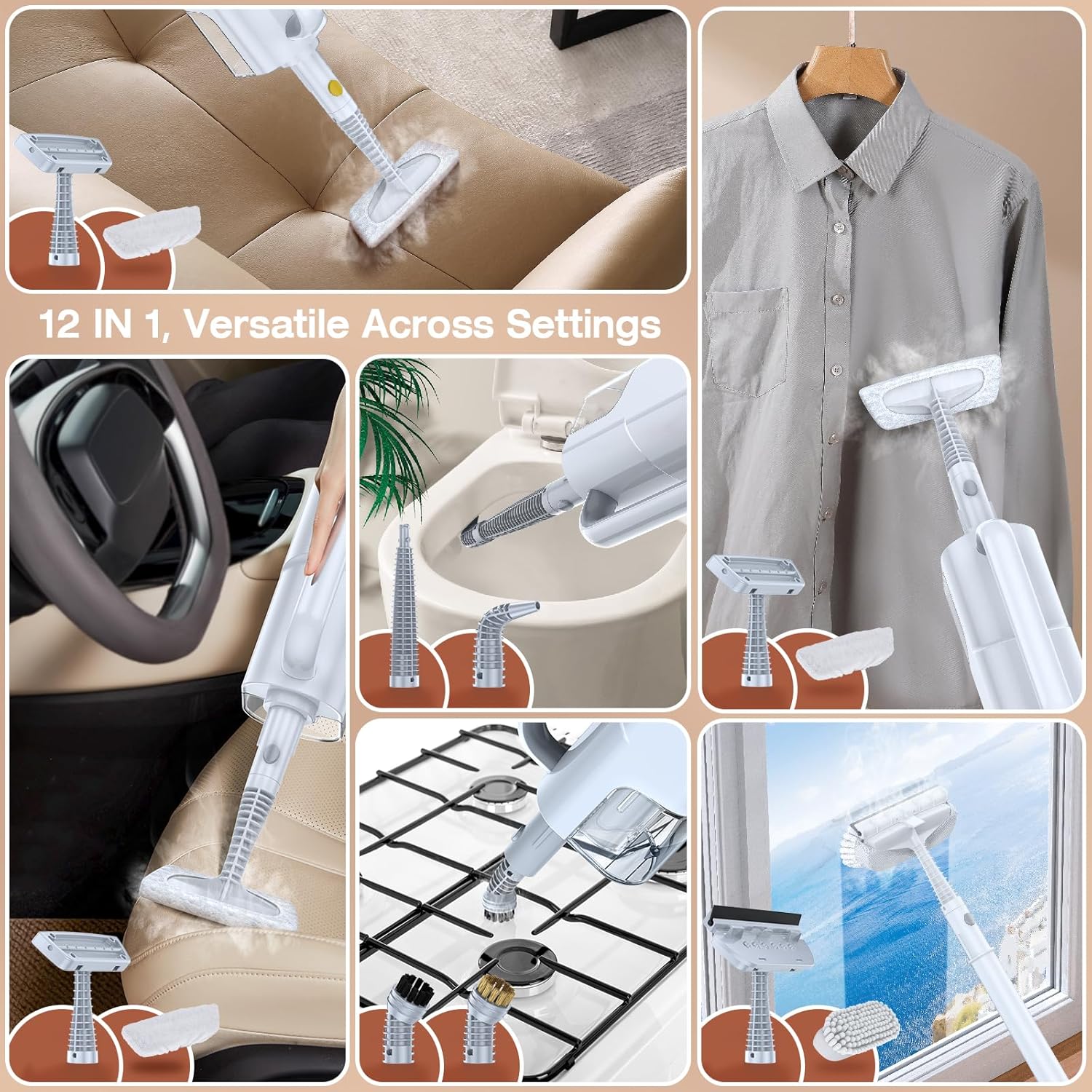 ScrubWiz 10-in-1 Steam Mop & Detachable Handheld Cleaner: 10s Fast Heat (248°F)