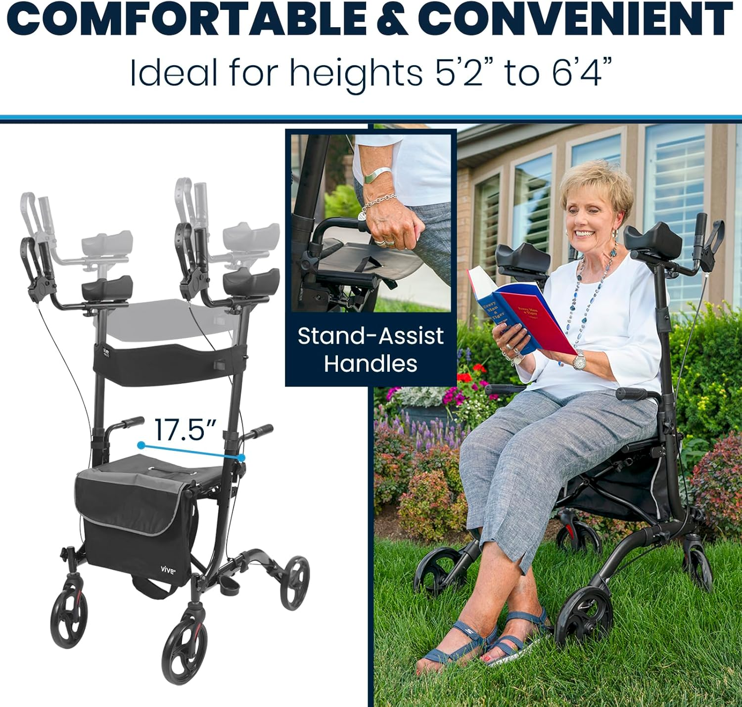 Vive Mobility Upright Walker: The Best Stand-Up Rollator for Seniors (300 lb Capacity)