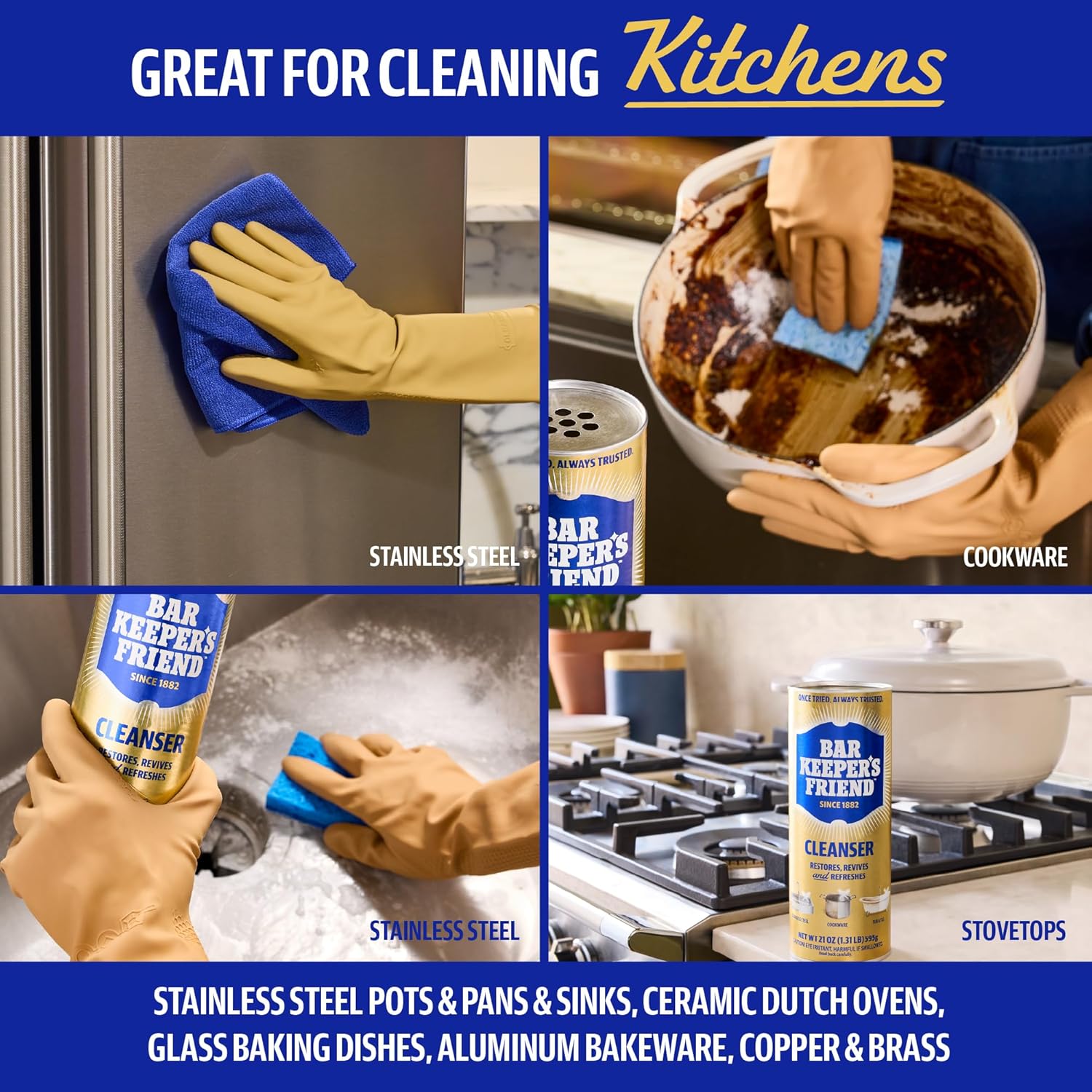 Bar Keepers Friend Powder Cleanser (12 oz, 2-Pack): Multipurpose Cookware Cleaner, Rust Remover & Stain Degreaser