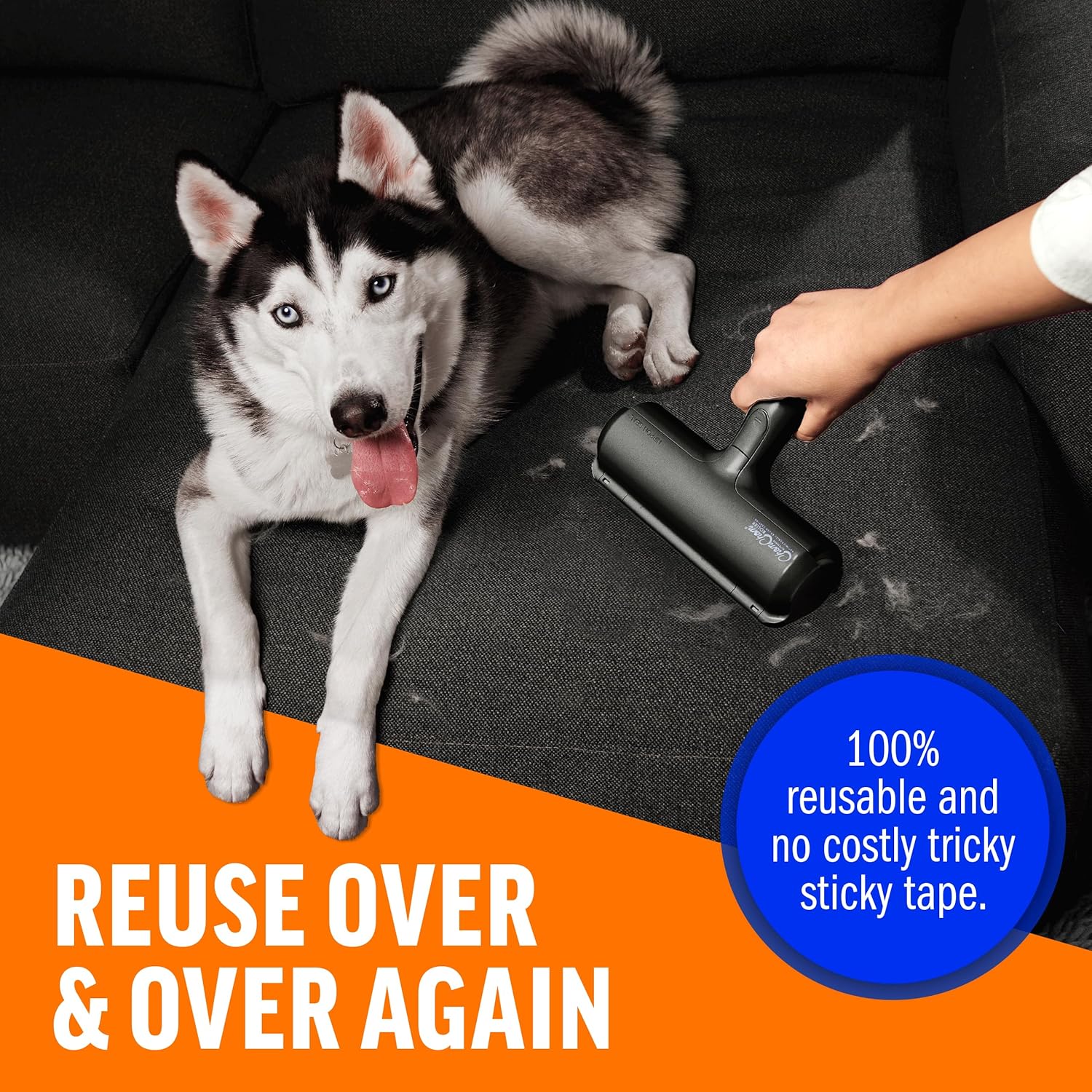ChomChom Roller Pet Hair Remover: Reusable Lint Roller for Dog & Cat Hair (Black Classic)