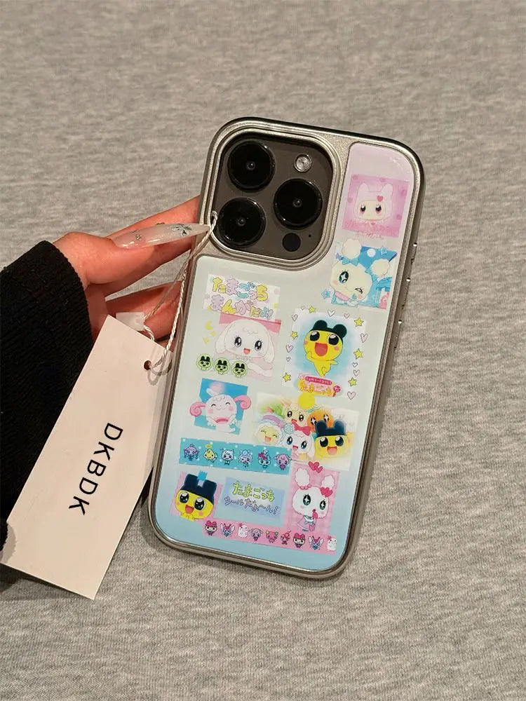 Creative Tamagotchi Cute Girl Silver Frame Phone Case For iPhone
