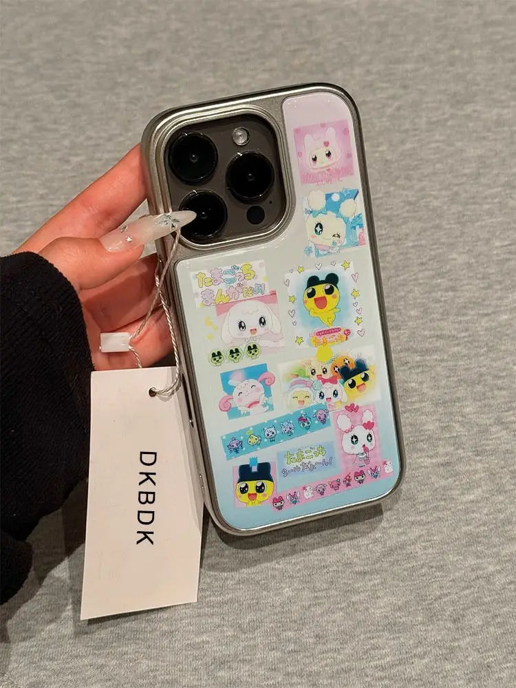 Creative Tamagotchi Cute Girl Silver Frame Phone Case For iPhone